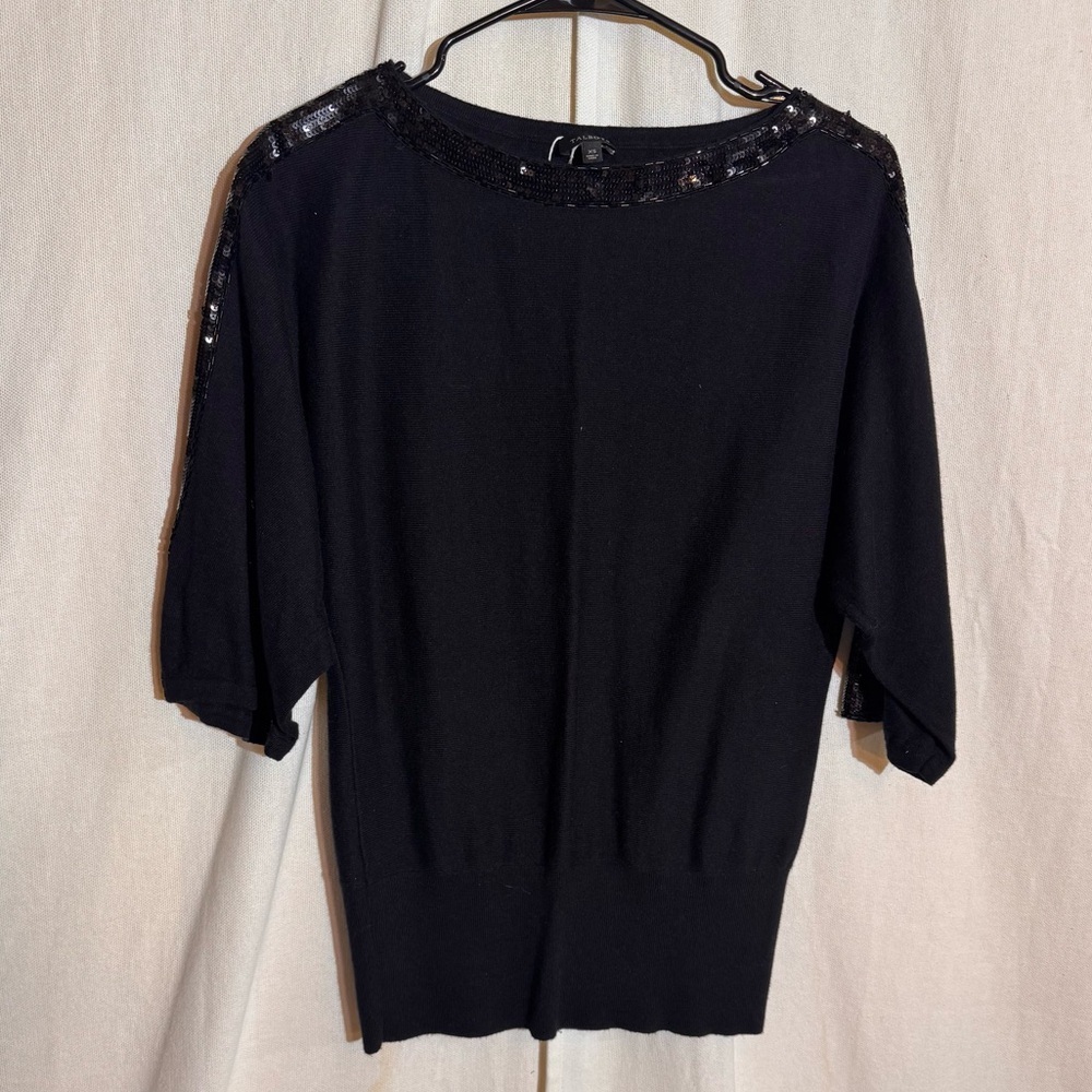 Talbots // Black Sequins Stripe Boatneck Sweater size extra small mar2